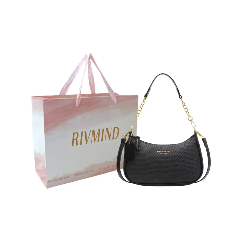 RIVMIND PU Shoulder Bag Women's Ecru/Black/Khaki/Pink-6