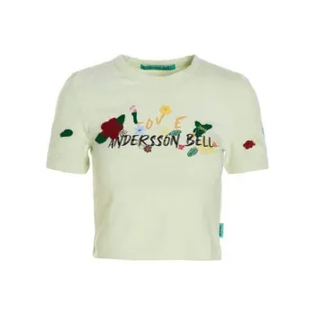 ANDERSSON BELL Embroidered Logo-Printed Crewneck Cropped T-Shirt