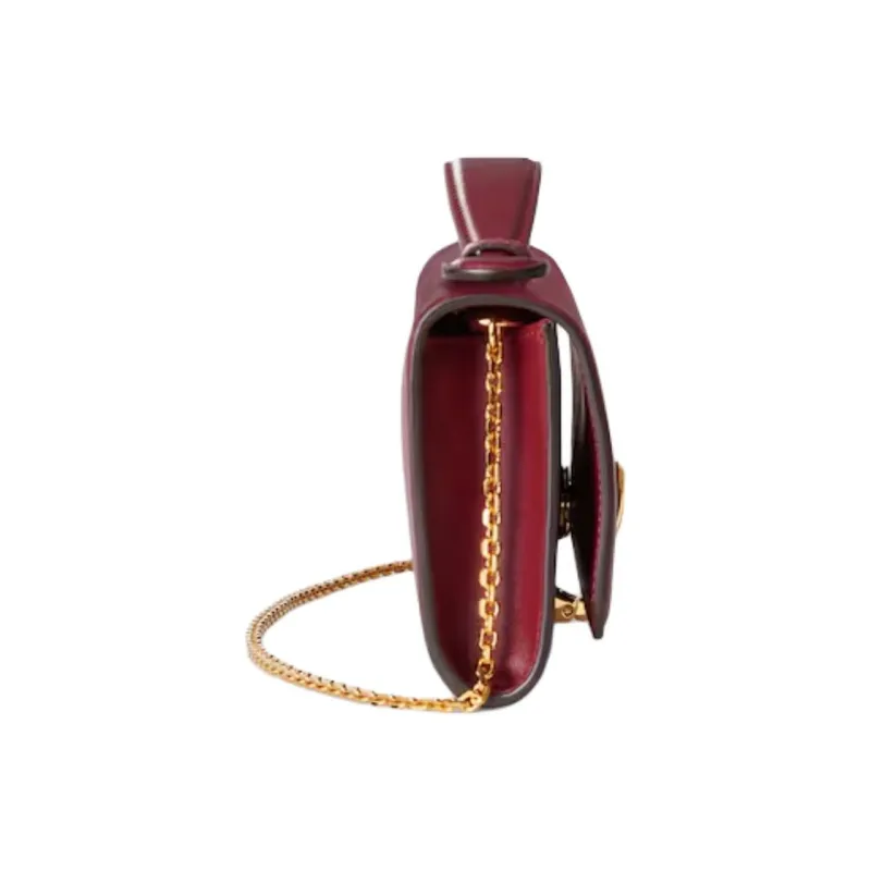 GUCCI Smooth Leather Handbag Regular Women's Red-3