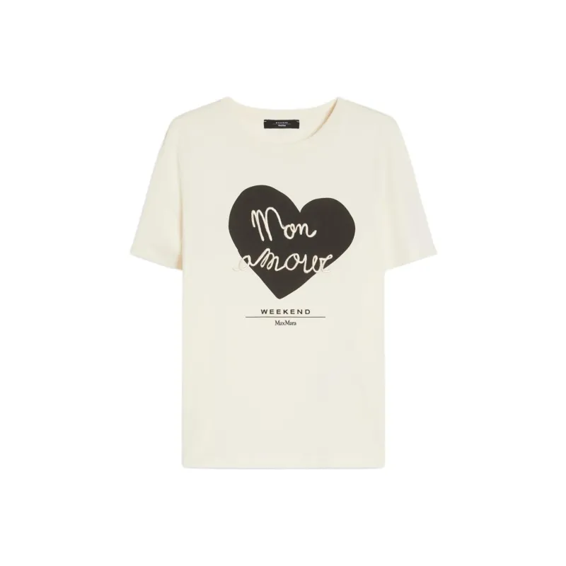 WEEKEND MaxMara Heart Patterned Crewneck T Shirt-0