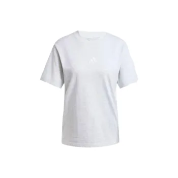 Adidas Women's Essentials 3 Stripes Cotton T Shirt Light Grey Heather/White