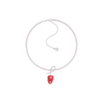 YVMIN 925 Sterling Silver 5A Grade Sparkling Zircon Pearl Chain Mulberry Raspberry Necklace Collarbone Chain Women's
