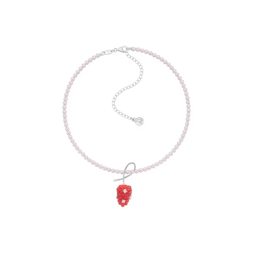 YVMIN 925 Sterling Silver 5A Grade Sparkling Zircon Pearl Chain Mulberry Raspberry Necklace Collarbone Chain Women's