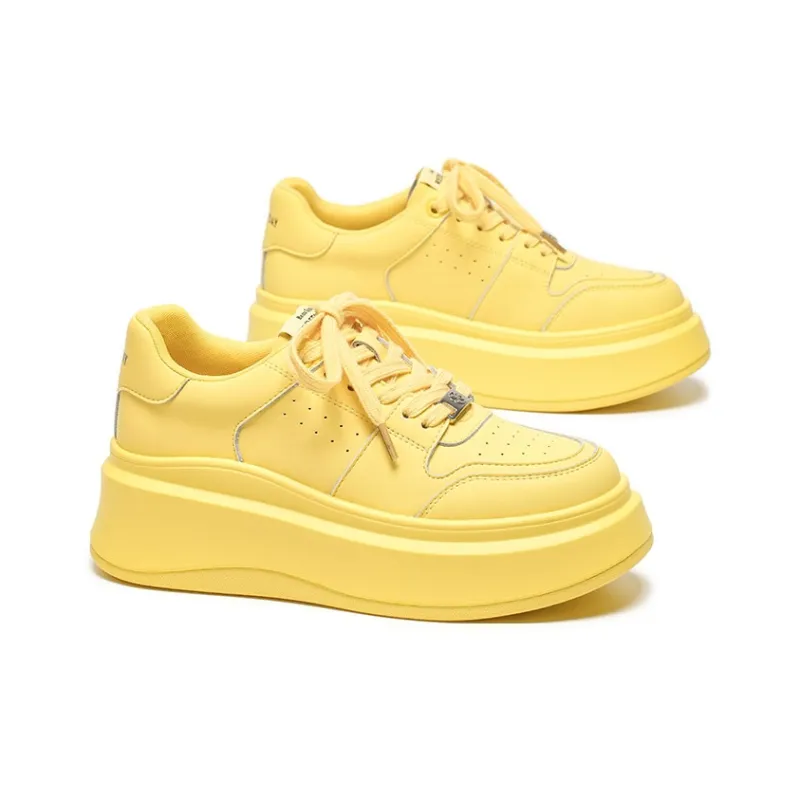 Beau Today Slip Resistant Low Top Skateboard Shoes Unisex Yellow-2