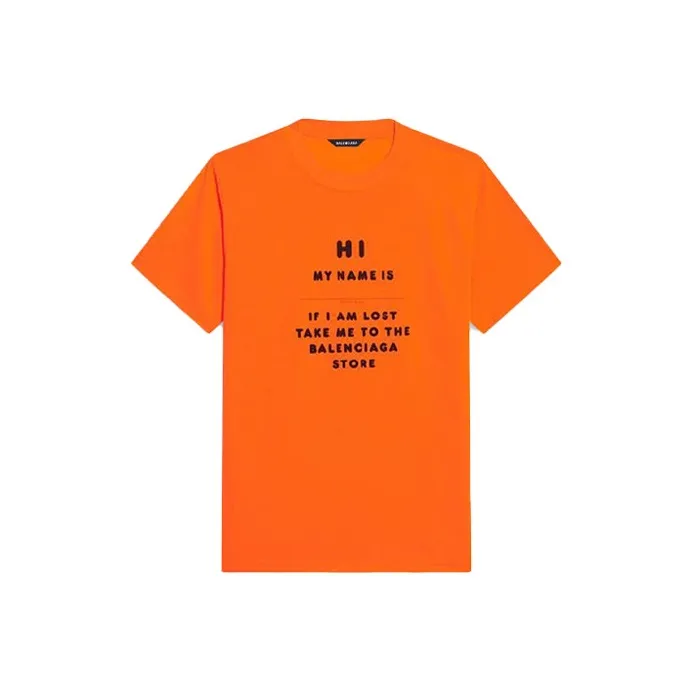 Balenciaga Logo T Shirt 'Fluo Orange/Black'-0