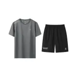 Gray Short-Sleeved Shirt+Shorts