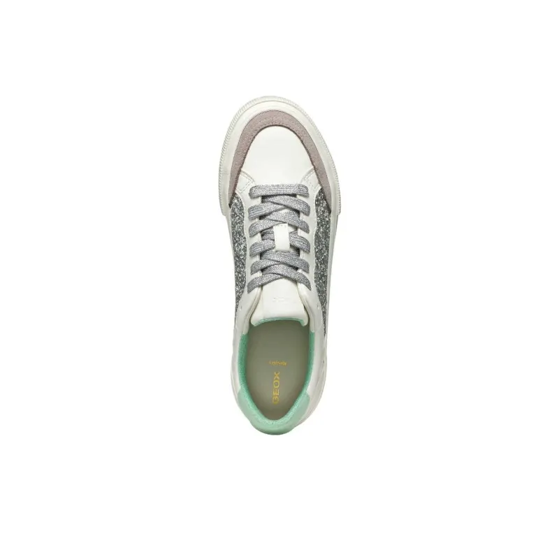 GEOX D EMMELENY B Abrasion Resistant Low Top Skateboard Shoes Women's White Green-3