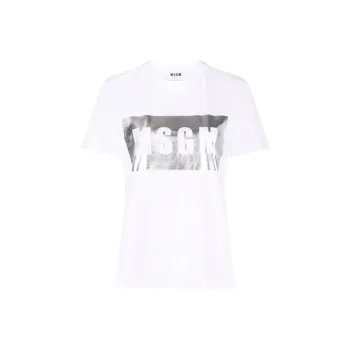 MSGM Logo print Glitter T shirt