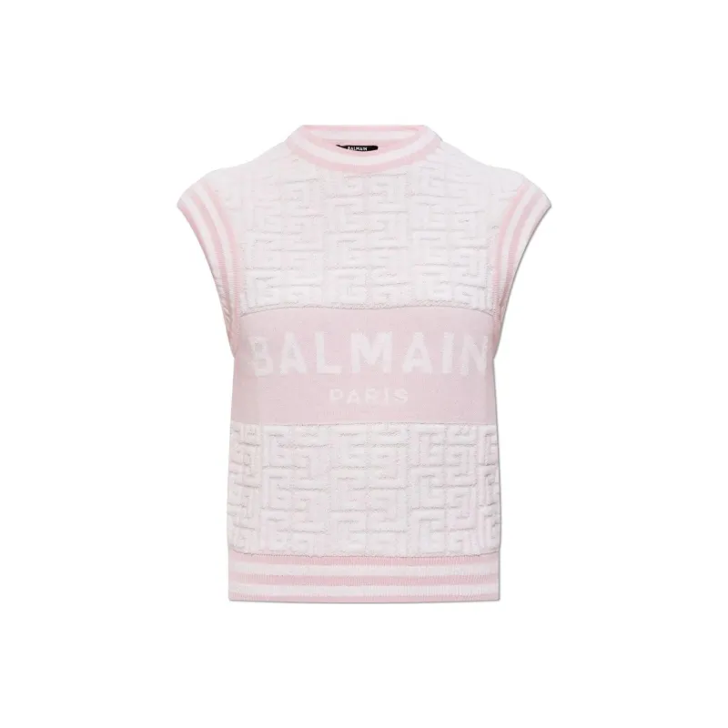 BALMAIN Logo Monogrammed Sleeveless Vest-0