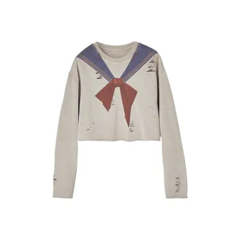 UOOYAA Long Sleeved T Shirt Women's Ecru