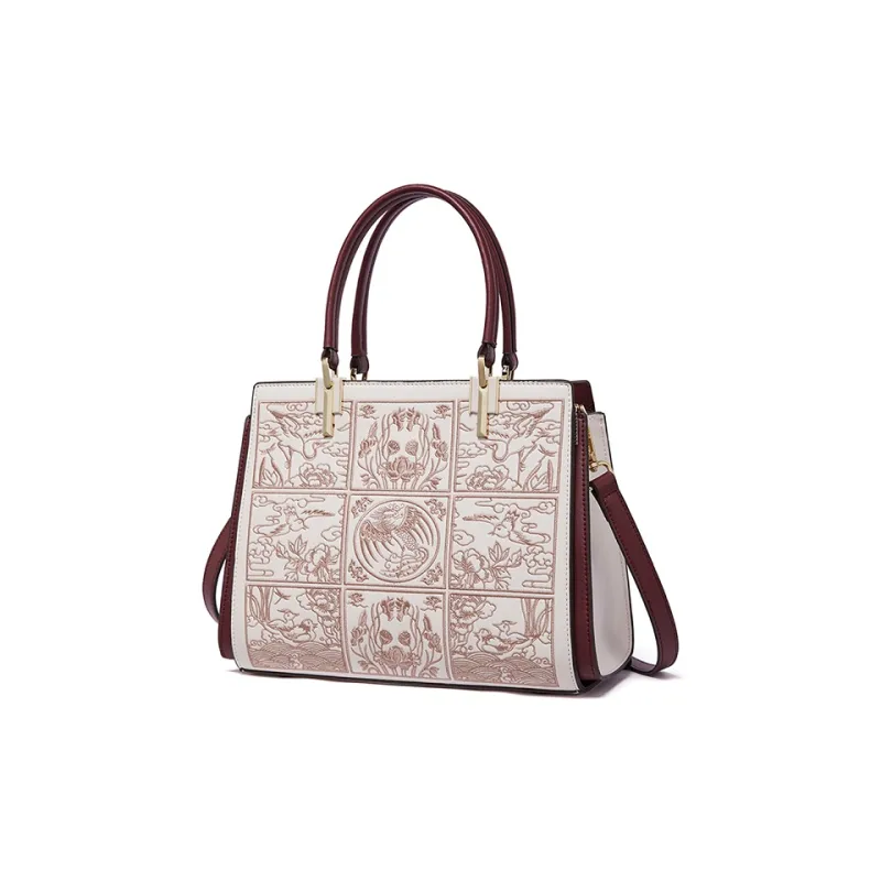 RED DRAGONFLY Cow Leather One Shoulder Handbag Women's Milk Tea-2