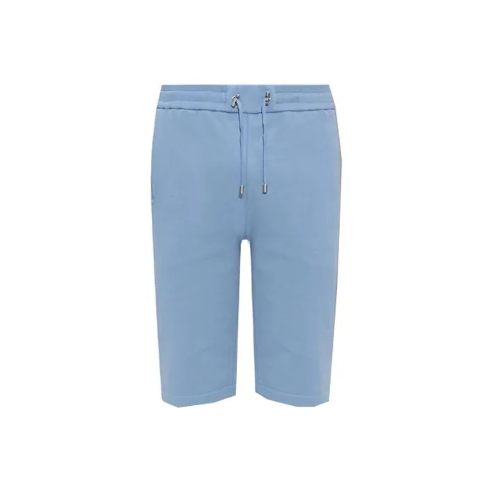 BALMAIN Logo flocked Cotton Track Shorts-0