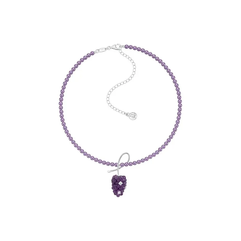 YVMIN 925 Sterling Silver 5A Grade Sparkling Zircon Pearl Chain Mulberry Raspberry Necklace Collarbone Chain Women's-4