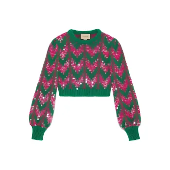 GUCCI Sequin embellished Chevron intarsia Jumper