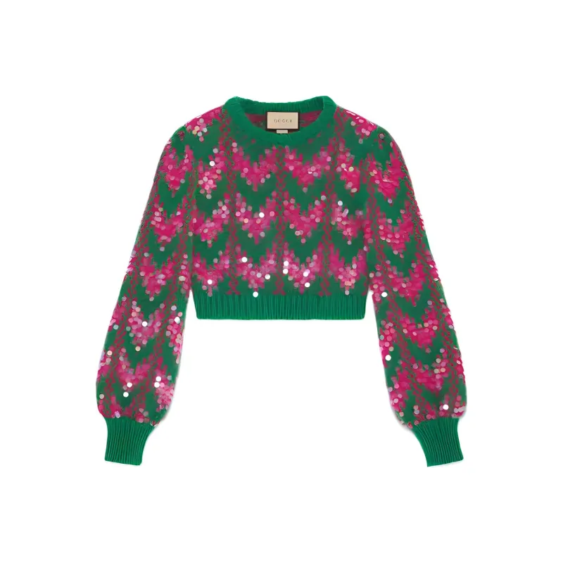 GUCCI Sequin embellished Chevron intarsia Jumper-0