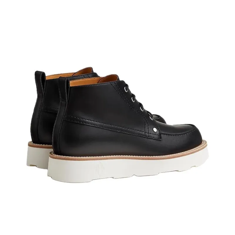 HERMES Kristopher Ankle Boots 4cm Men's Black-3