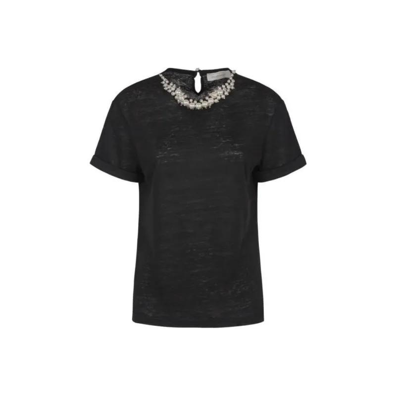 Zimmermann Crush Embellished Crewneck T Shirt-0