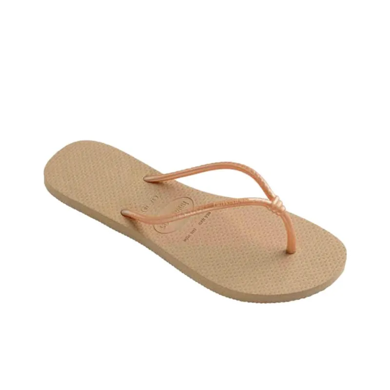 Havaianas Rubber Sole Abrasion Resistant Slip Resistant Flip Flops Women's Gold-1