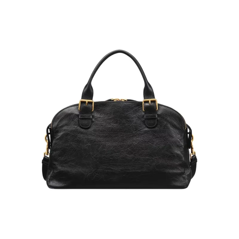 DIOR Cow Leather Bowling Bag, Shoulder Bag, Crossbody Bag, Handbag Medium Size Women's Black-3