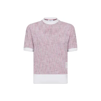 THOM BROWNE Short Sleeved Crewneck Tweed T Shirt