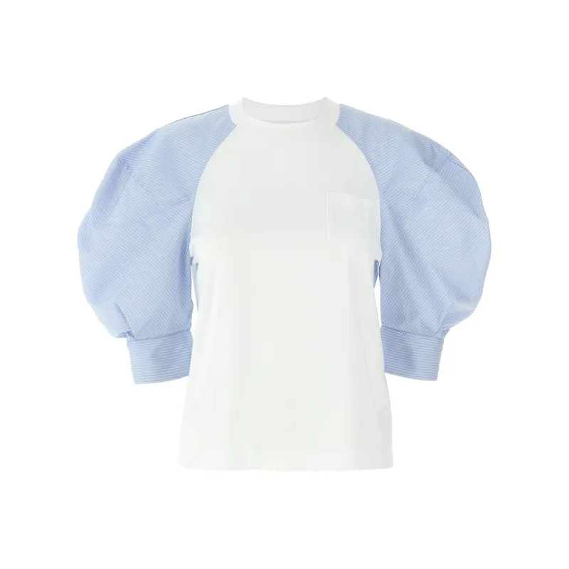 Sacai Puff Sleeved Crew Neck T Shirt-0