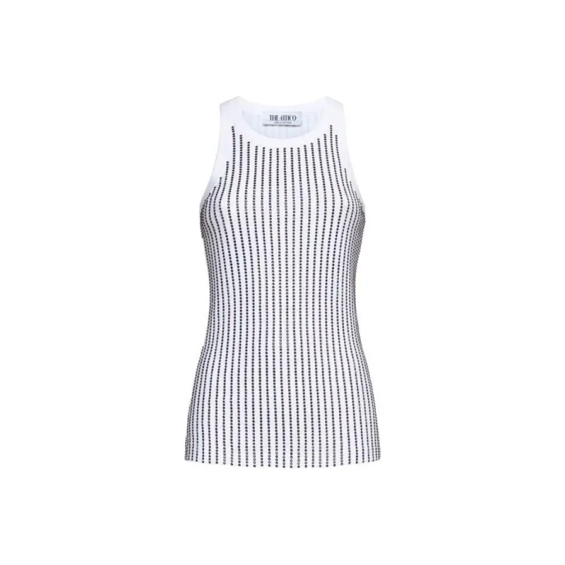 The Attico Embellished Ribbed Tank Top-0