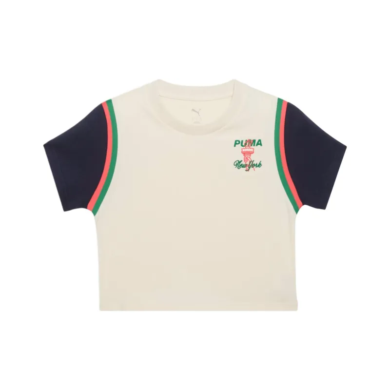 PUMA Camiseta Ajustada Y Corta Para Mujer Bright Lights Wardrobe Essentials Nyc Flagship-0