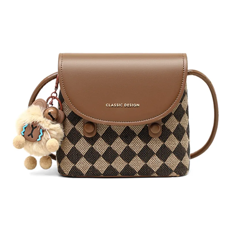 COMELY Synthetic Leather Small Bucket Shoulder Bag, Crossbody Bag Regular Women's Coffee-3