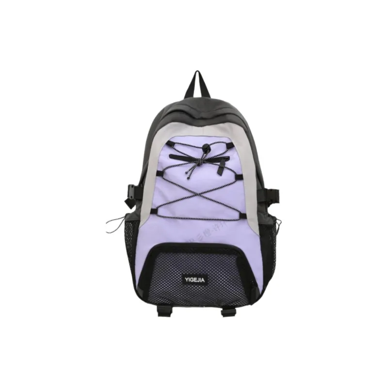 URBAN FOREST Nylon Backpack Unisex Light Green/Violet/Black/Ecru-6