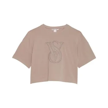 Victoria's Secret VICTORIA'S SECRET/VS Cotton Cropped T-Shirt/BT T-Shirt Women's Taupe