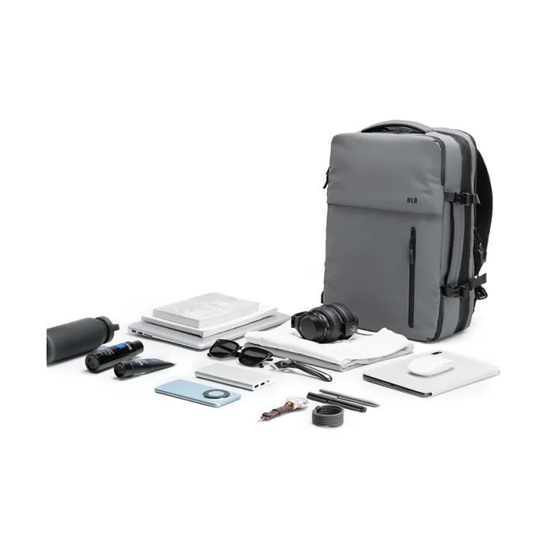 HLA Polyester Computer Luggage Bag, Travel Bag, Backpack Large Size Men's Black/Gray-9