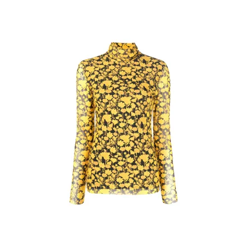 GANNI Mesh Roll Neck Long Sleeve 'Spectra Yellow'