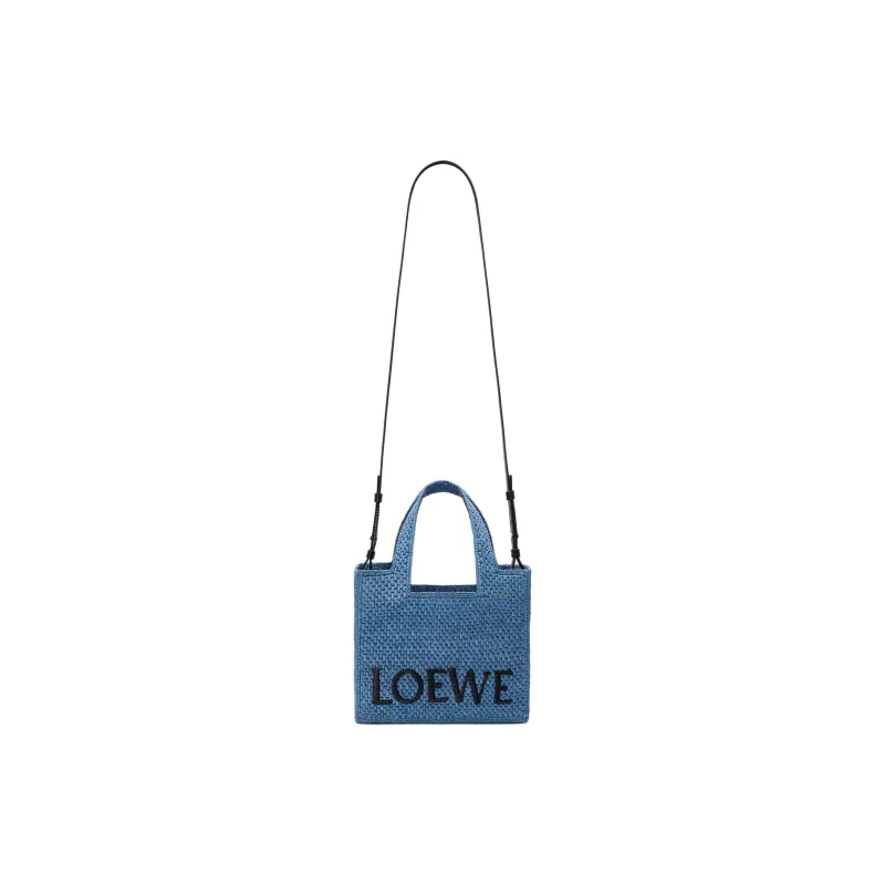 LOEWE Font Tote Raffia Tote Bag, Shopping Bag, Handbag Mini Women's Light Blue-1