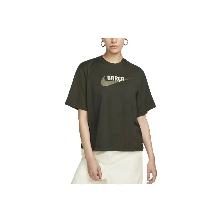 Nike Drop Shoulder Sleeve T-Shirt Women's Olive Green-0