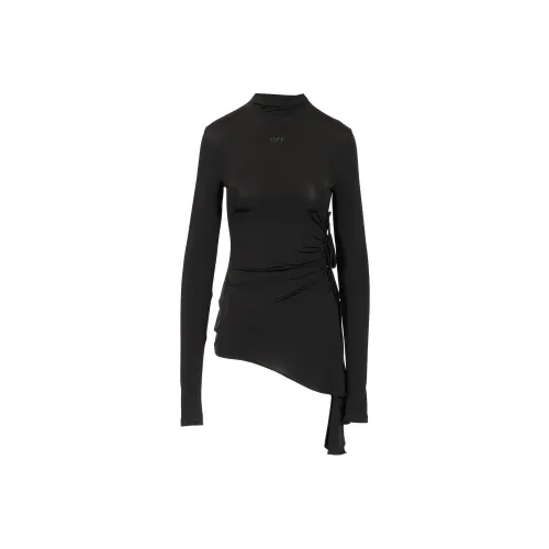 OFF WHITE Draped High Neck Mini Dress