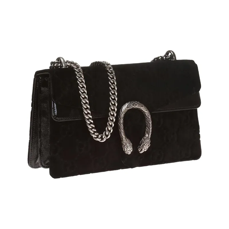 GUCCI Dionysus Suede Patchwork Suede Patchwork Velvet Shoulder Bag Crossbody Bag Small Size Women's Black-1
