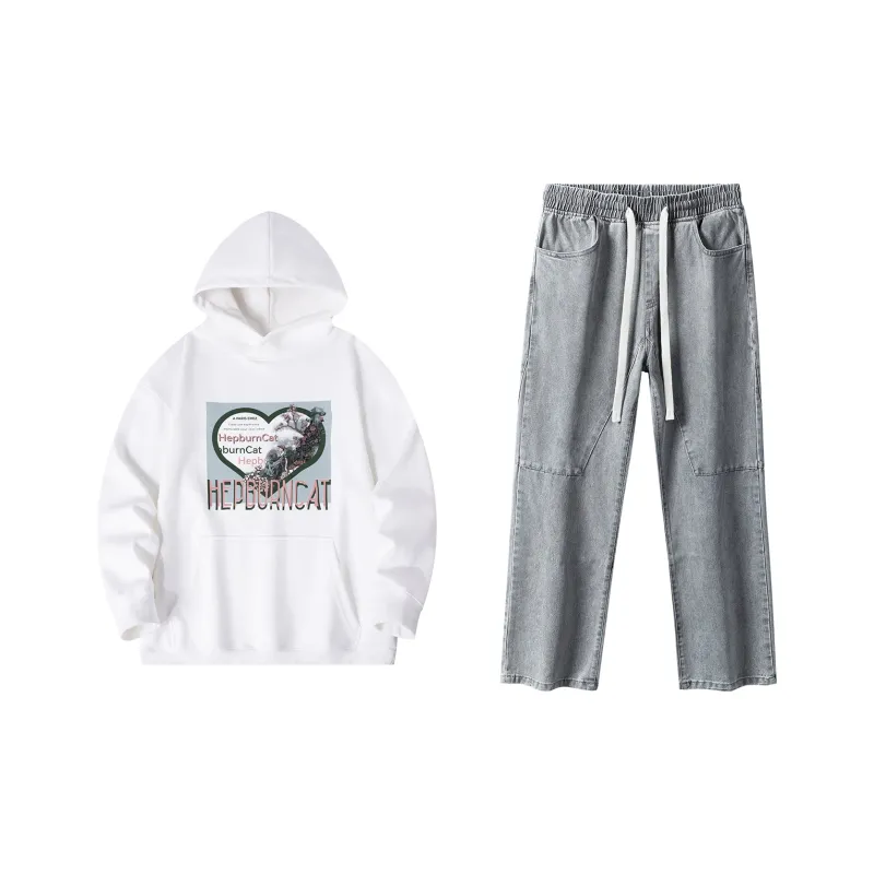 Hepburn Cat Sweatshirt Sets Unisex-6