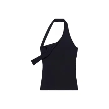 COURREGES Asymmetric Rib 90s Tank Top 'Black'