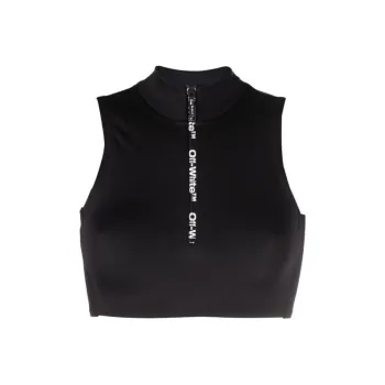 OFF WHITE Logo Printed Zip Detailed Top