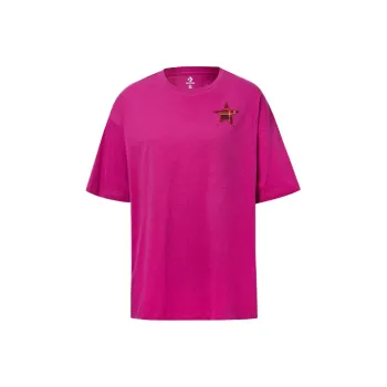 Converse Drop Shoulder Sleeve T Shirt Women's Rose Red