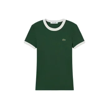 LACOSTE Regular T Shirt Women's Green/White