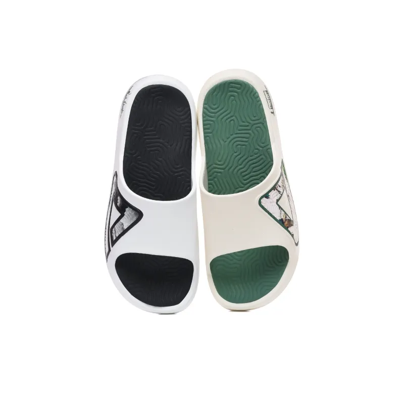 PEAK Extreme National Creativity Slip Resistant Cushioning Slide Slippers Men's Black Green Mismatched-3