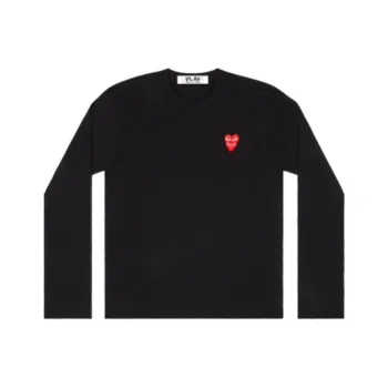 Comme Des Garcons Play Women's Red Stacked Heart L/S T shirt Black