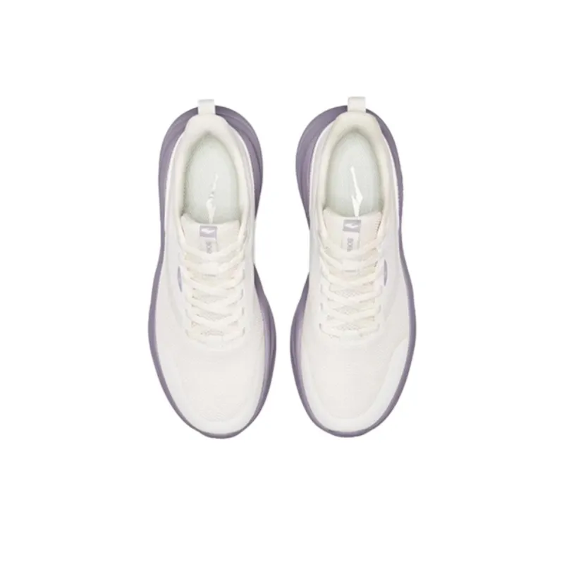 Erke Cushioning Slip Resistant Low Top Casual Running Shoes Women's White Purple-2
