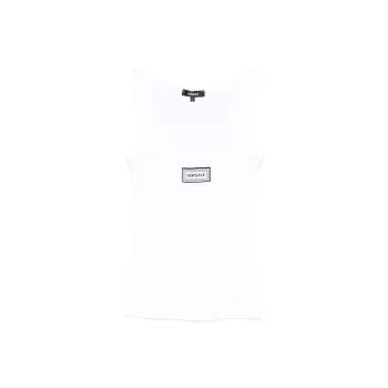 VERSACE Logo-Patch Ribbed Tank Top