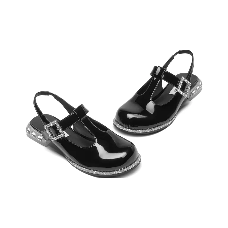 SHOESZOOO Fashion Sandal Casual Single Shoes 3cm Women's Hepburn Black-3
