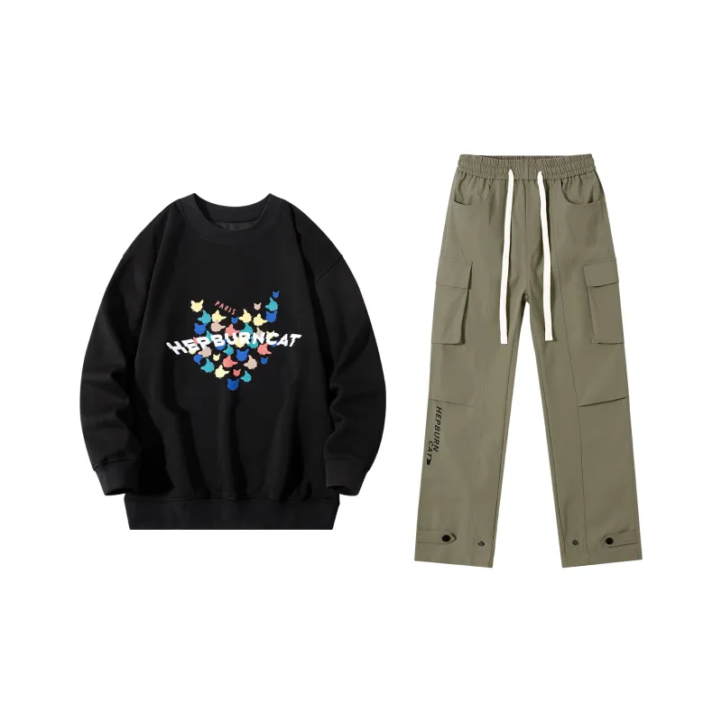 Hepburn Cat Sweatshirt Sets Unisex-18