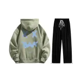 Set (Moss Green Top+Black Casual Pants)