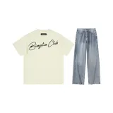 Clothing Sets[Apricot Short-Sleeved & Black Pants+Blue Jeans]