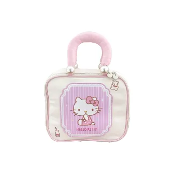 Sanrio Hello Kitty Polyester Makeup Bag Women's Pink White